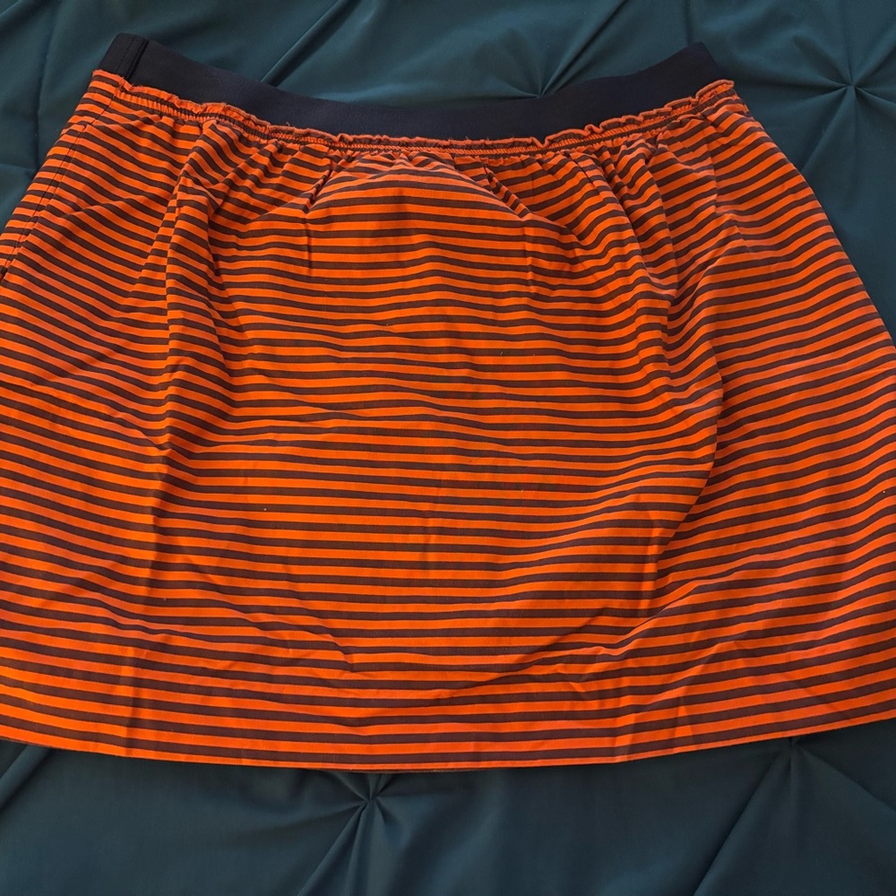J. Crew Orange and Navy Striped Mini Skirt